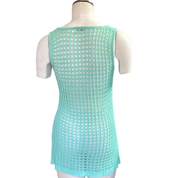The Limited Open Knit/Mesh/Crochet Tank Top Sz S Green 151J - Picture 5 of 9